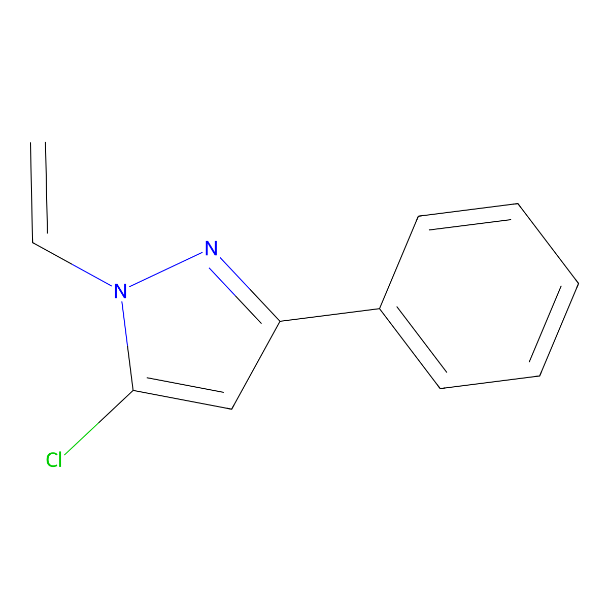 5-Chloro-3-phenyl-1-vinyl-1H-pyrazole molecular structure, CAS 67000-41-3