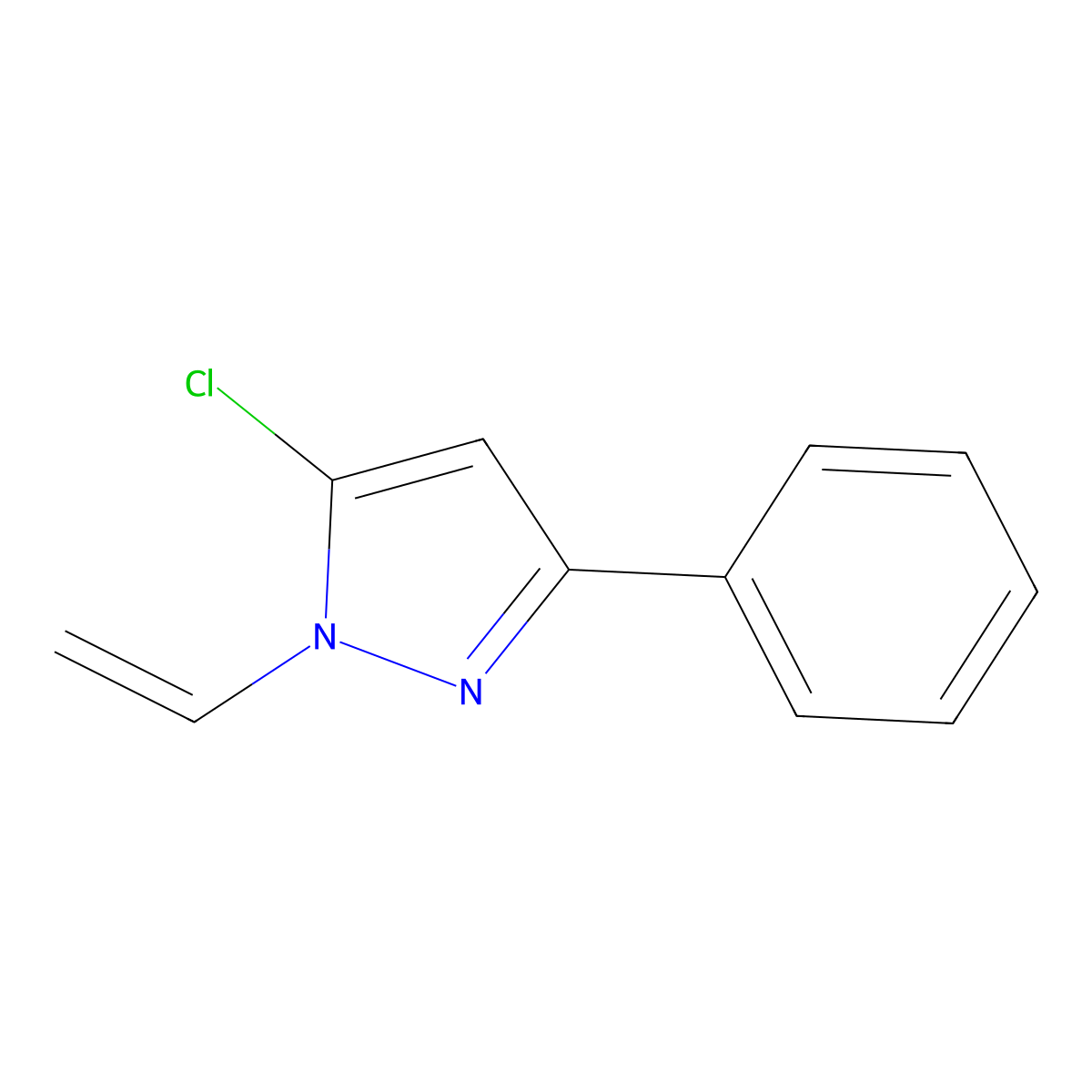 5-Chloro-3-phenyl-1-vinyl-1H-pyrazole molecular structure, CAS 67000-41-3