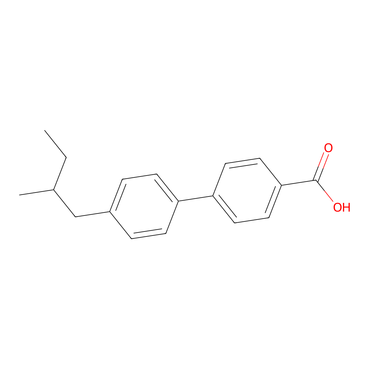 4-[4-(2-methylbutyl)phenyl]benzoic Acid molecular structure, CAS 67004-59-5