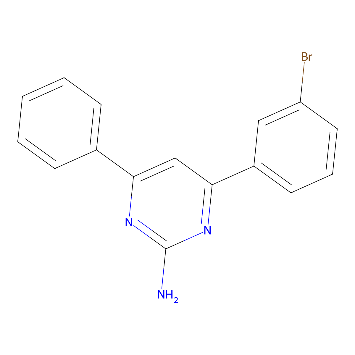 4-(3-Bromophenyl)-6-phenylpyrimidin-2-amine molecular structure, CAS 67005-21-4