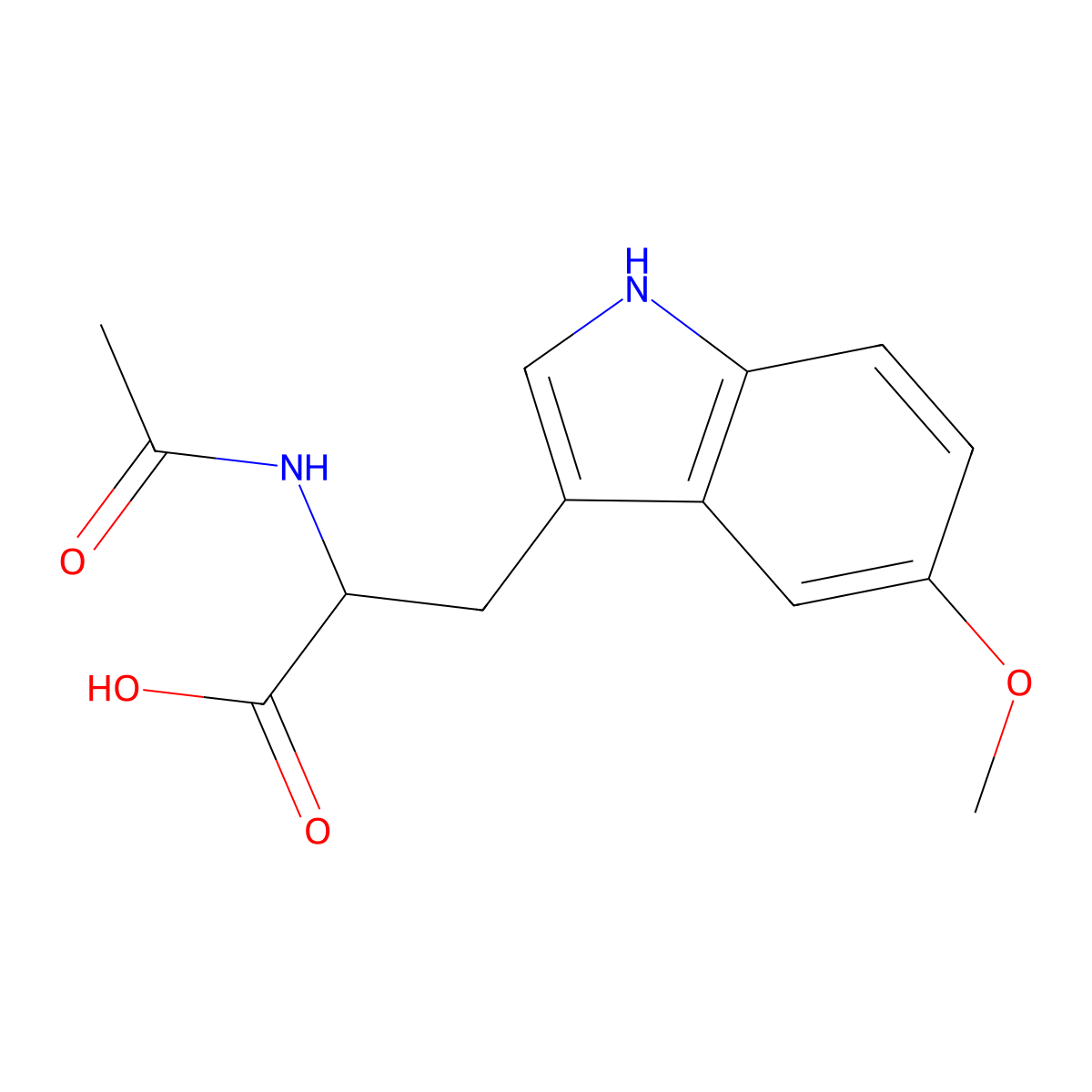 (R)-2-acetamido-3-(5-methoxy-1H-indol-3-yl)propanoic acid molecular structure, CAS 67010-09-7