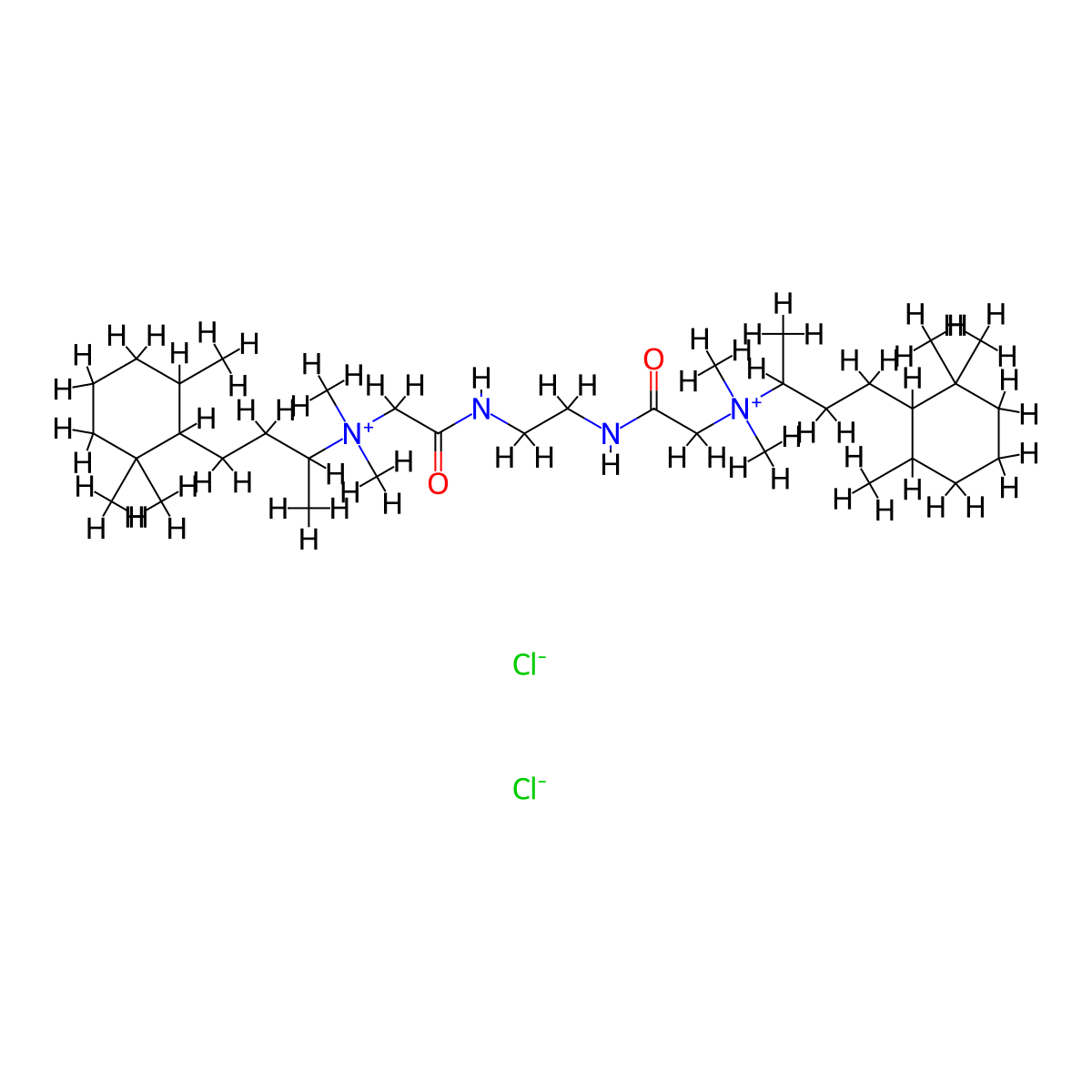 Ammonium, ethylenebis(iminocarbonylmethylene)bis(1-methyl-3-(2,2,6-trimethylcyclohexyl)propyl)bis(dimethyl-, dichloride molecular structure, CAS 67011-28-3