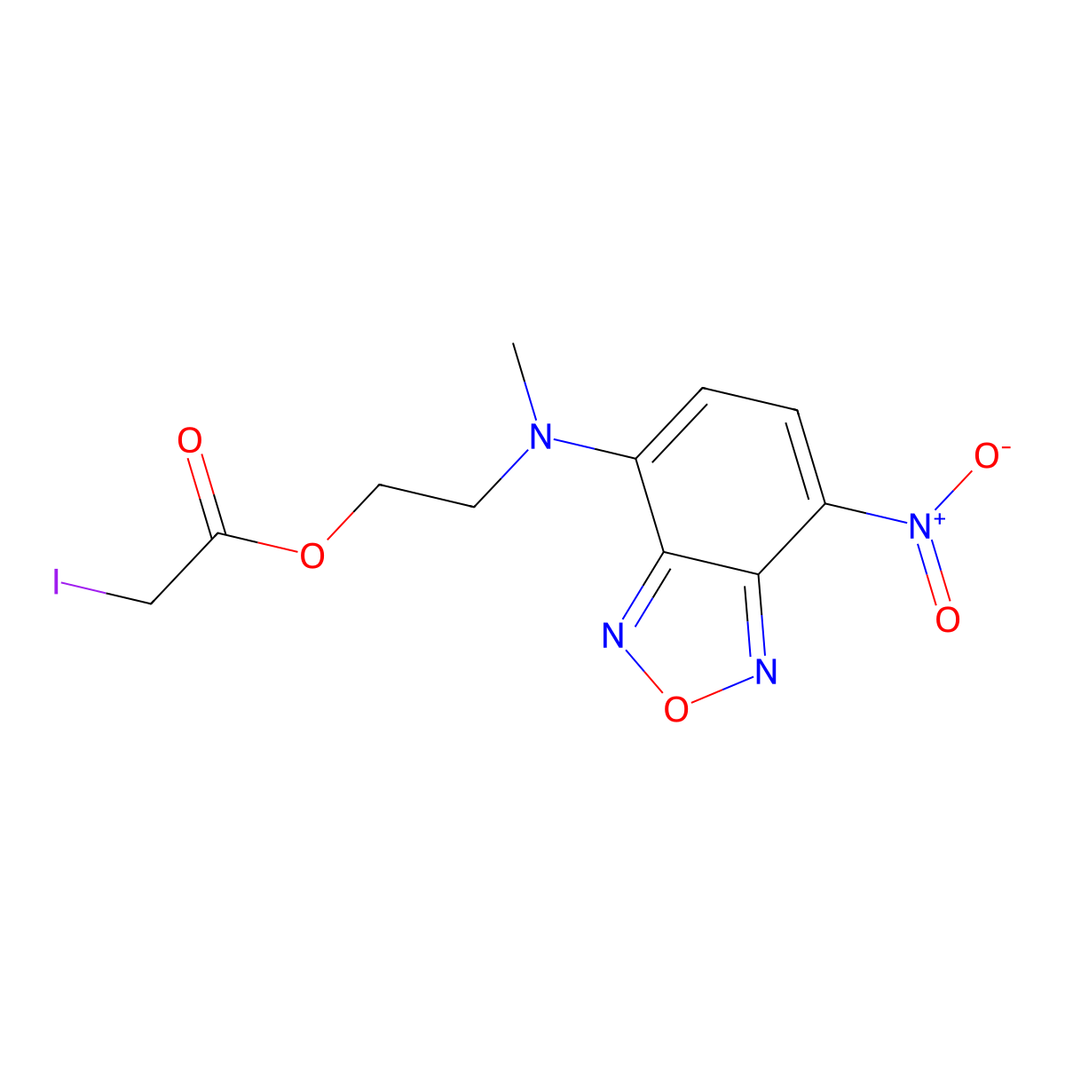 4-(N-(Iodoacetoxy)ethyl-N-methyl)amino-7-nitrobenz-2-oxa-1,3-diazole molecular structure, CAS 67013-48-3
