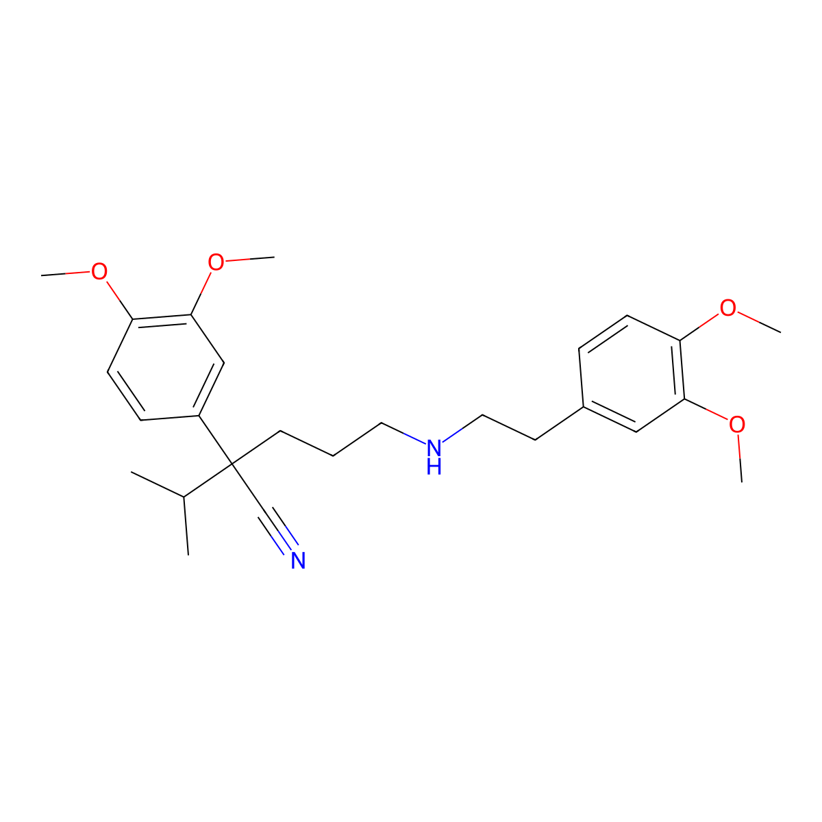 Norverapamil molecular structure, CAS 67018-85-3