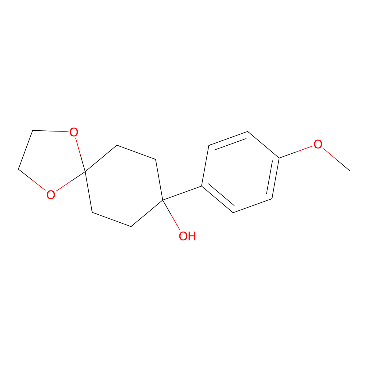 8-(4-Methoxyphenyl)-1,4-dioxaspiro[4.5]decan-8-ol molecular structure, CAS 67019-51-6