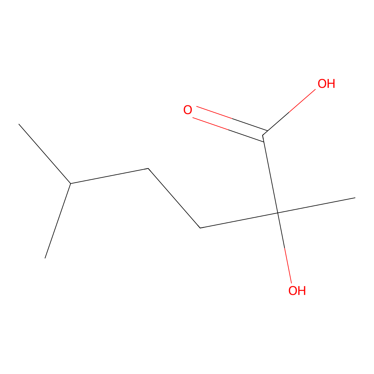 2-Hydroxy-2,5-dimethylhexanoic acid molecular structure, CAS 67019-99-2