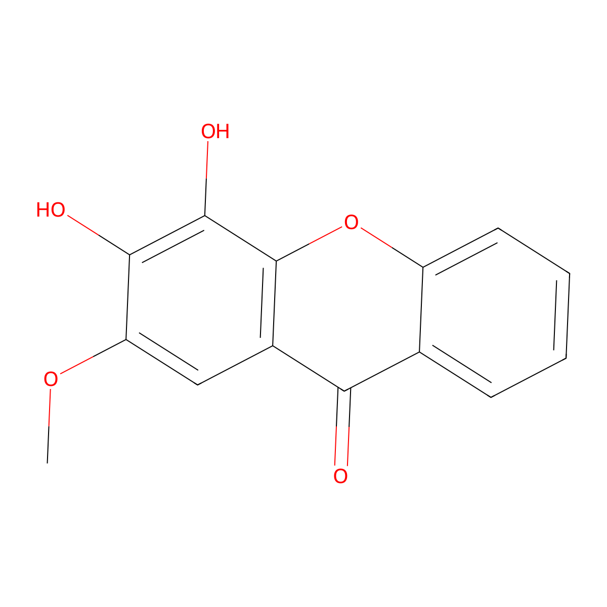 3,4-Dihydroxy-2-methoxyxanthone molecular structure, CAS 6702-55-2