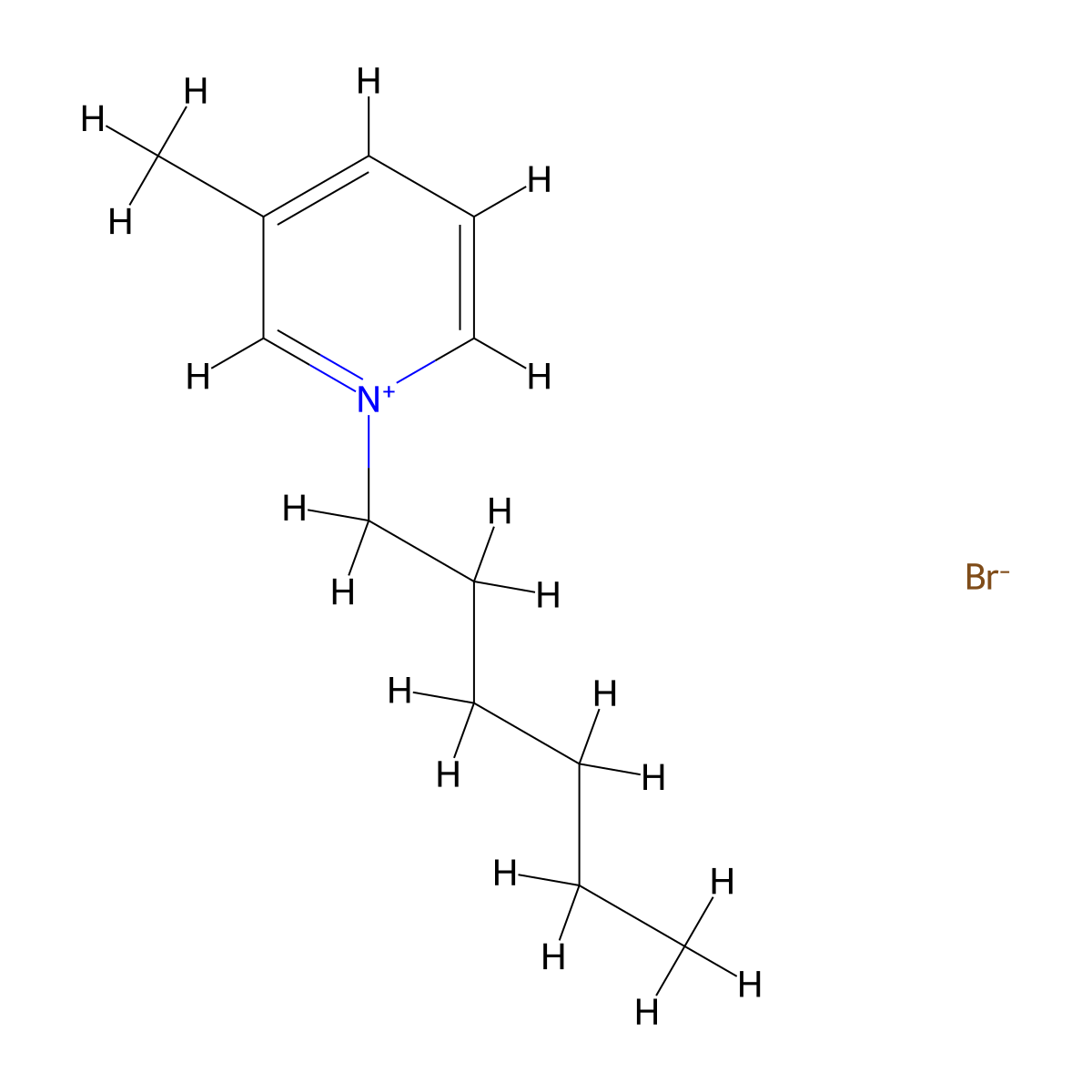 1-Hexyl-3-methylpyridin-1-ium bromide molecular structure, CAS 67021-56-1