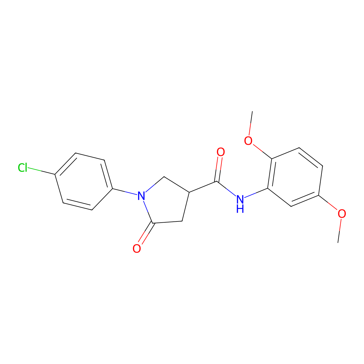 1-(4-chlorophenyl)-N-(2,5-dimethoxyphenyl)-5-oxopyrrolidine-3-carboxamide molecular structure, CAS 670229-97-7