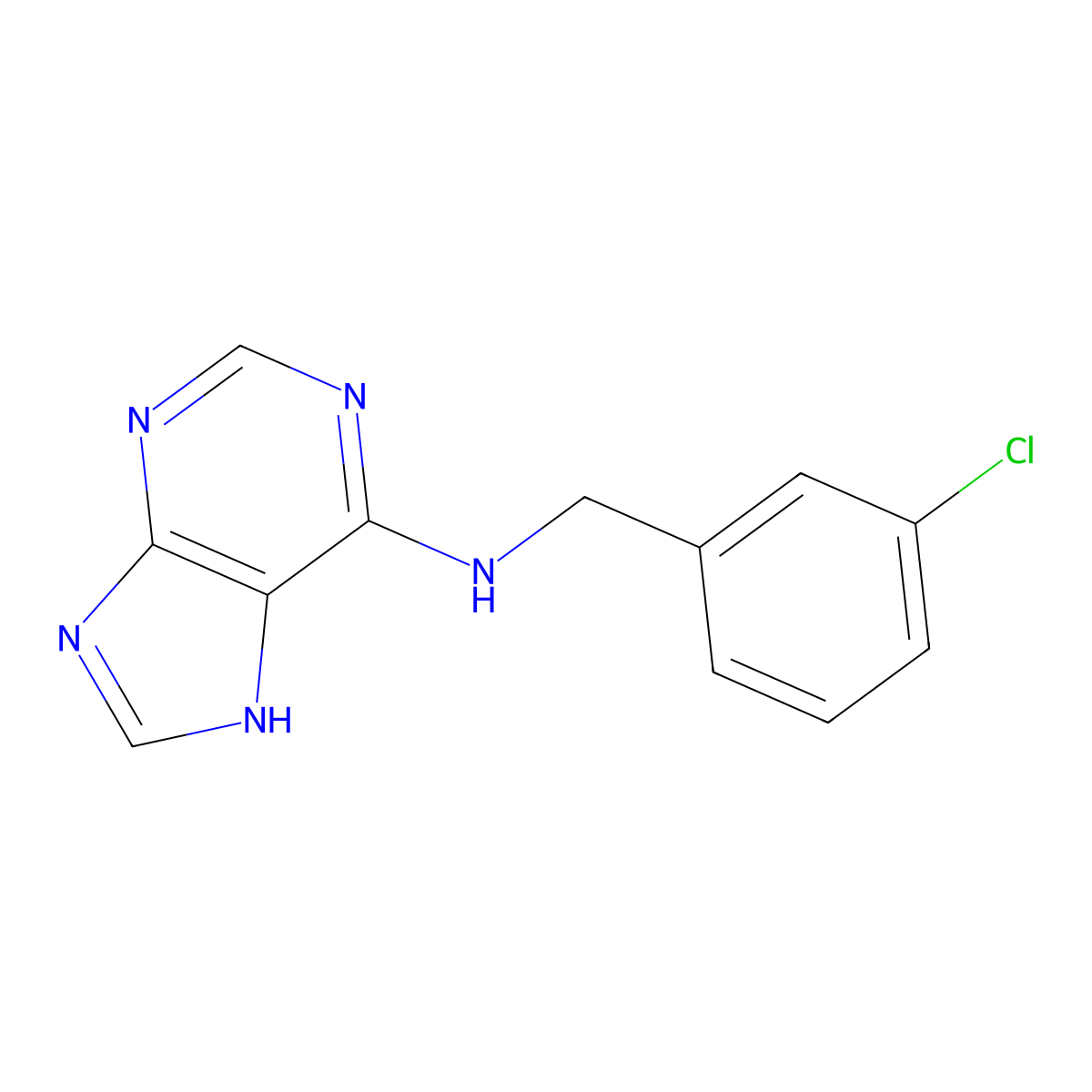 6-(3-Chlorobenzylamino)purine molecular structure, CAS 67023-53-4