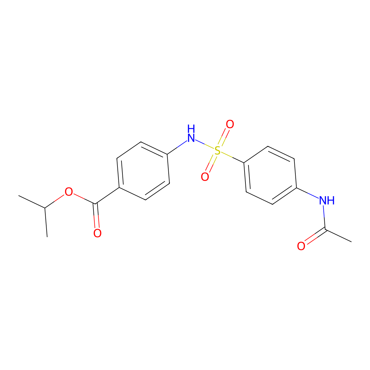 Propan-2-yl 4-[(4-acetamidophenyl)sulfonylamino]benzoate molecular structure, CAS 670230-02-1