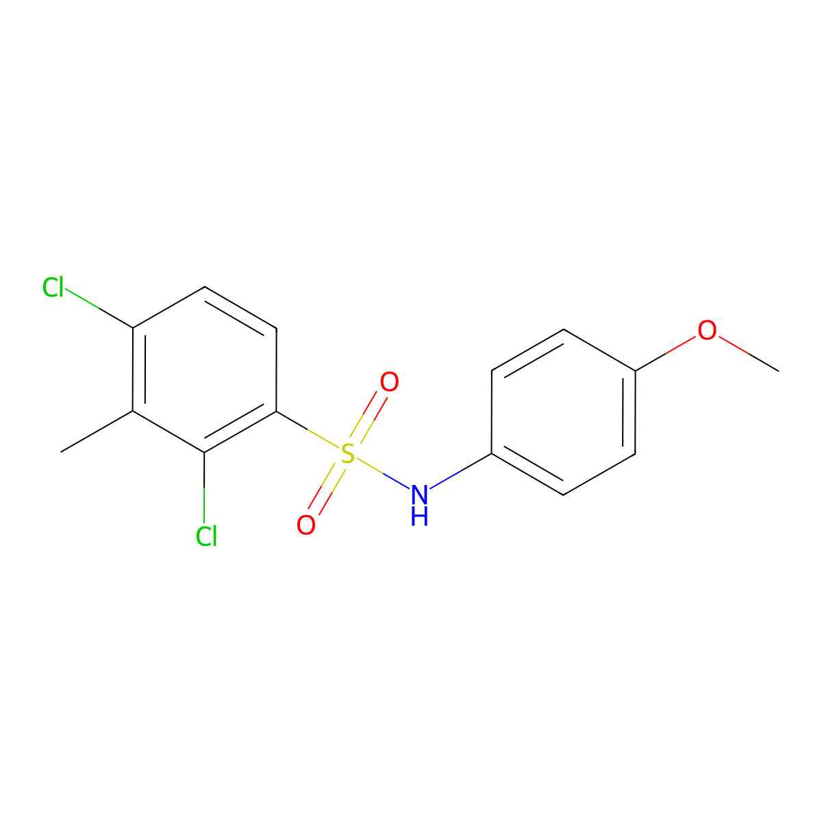 2,4-dichloro-N-(4-methoxyphenyl)-3-methylbenzenesulfonamide molecular structure, CAS 670230-18-9