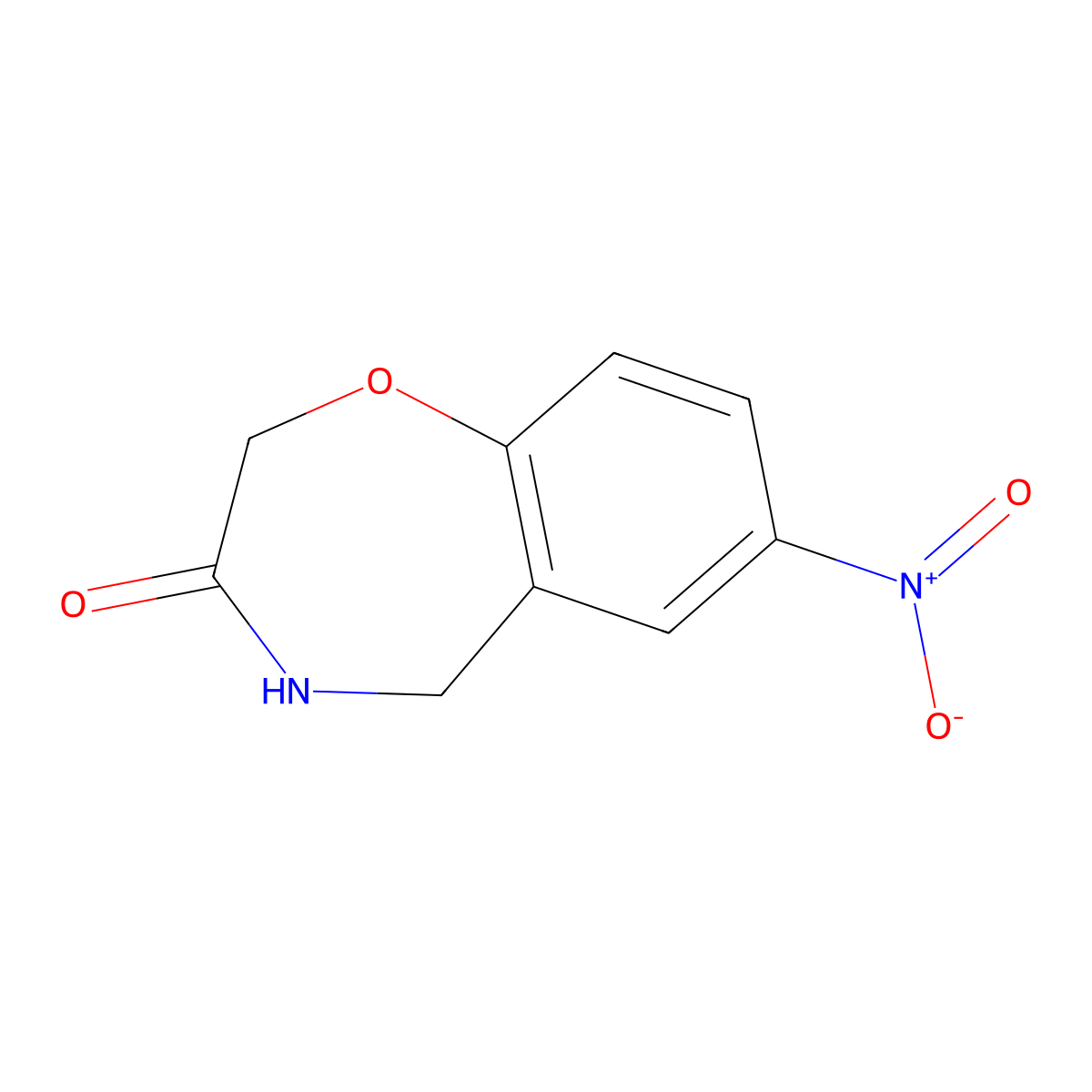 7-nitro-4,5-dihydro-1,4-benzoxazepin-3(2H)-one molecular structure, CAS 670230-27-0