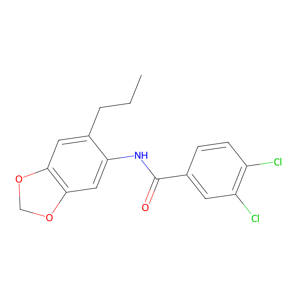 3,4-dichloro-N-(6-propyl-1,3-benzodioxol-5-yl)benzamide molecular structure, CAS 670230-28-1