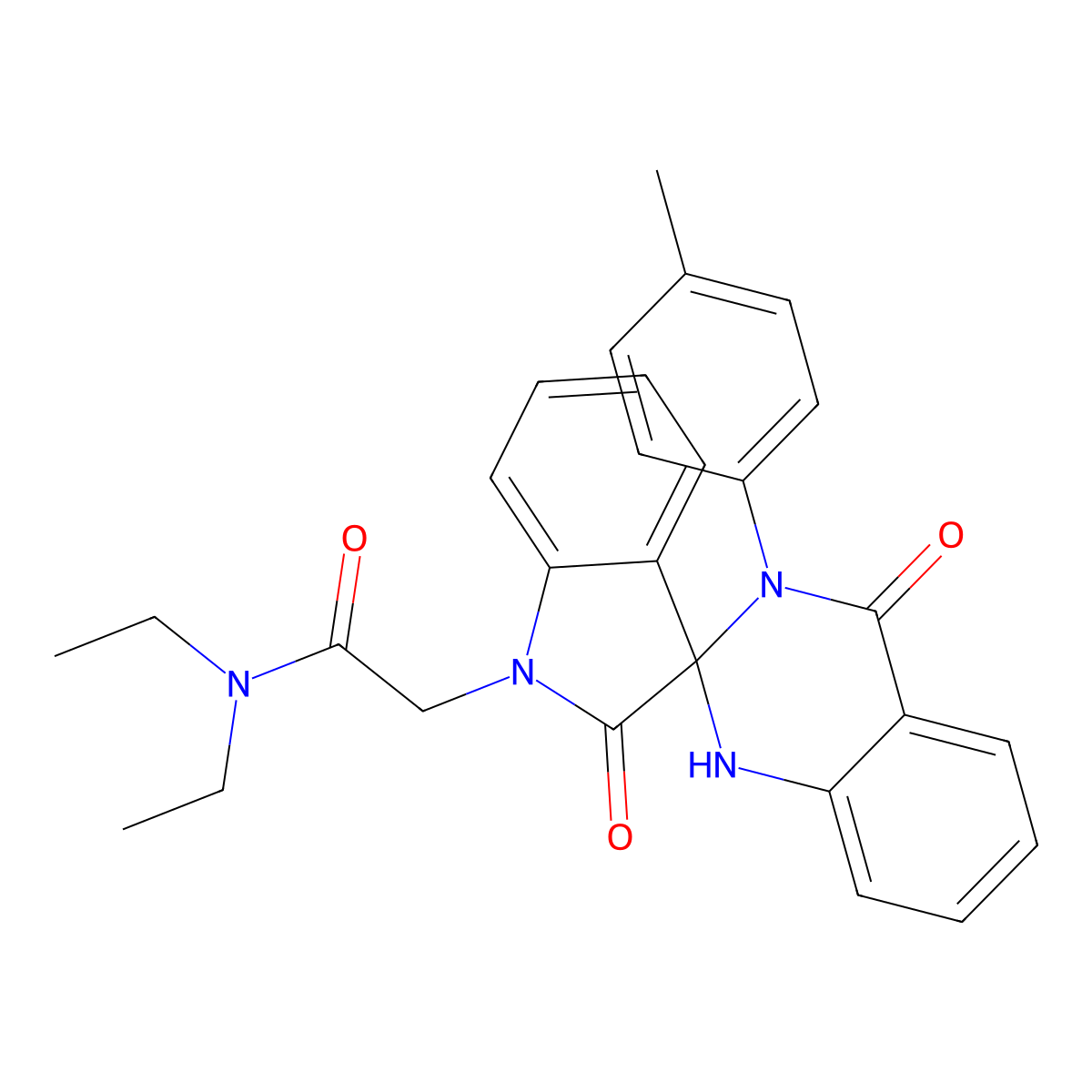 N,N-diethyl-2-[3-(4-methylphenyl)-2',4-dioxospiro[1H-quinazoline-2,3'-indole]-1'-yl]acetamide molecular structure, CAS 670230-38-3