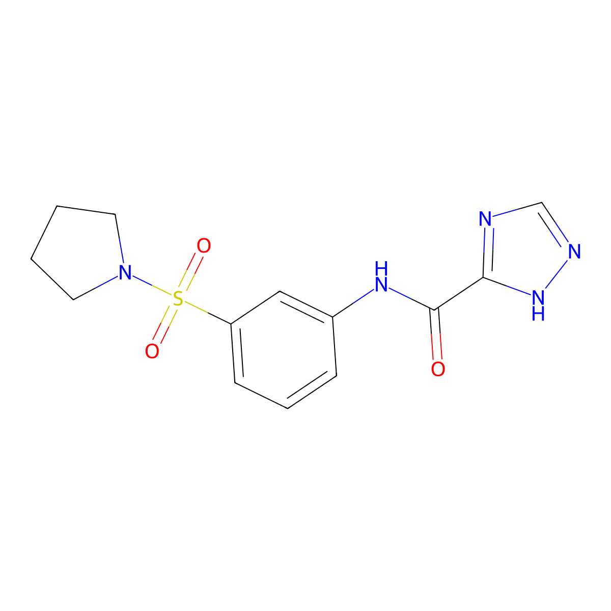 N-(3-pyrrolidin-1-ylsulfonylphenyl)-1H-1,2,4-triazole-5-carboxamide molecular structure, CAS 670230-45-2
