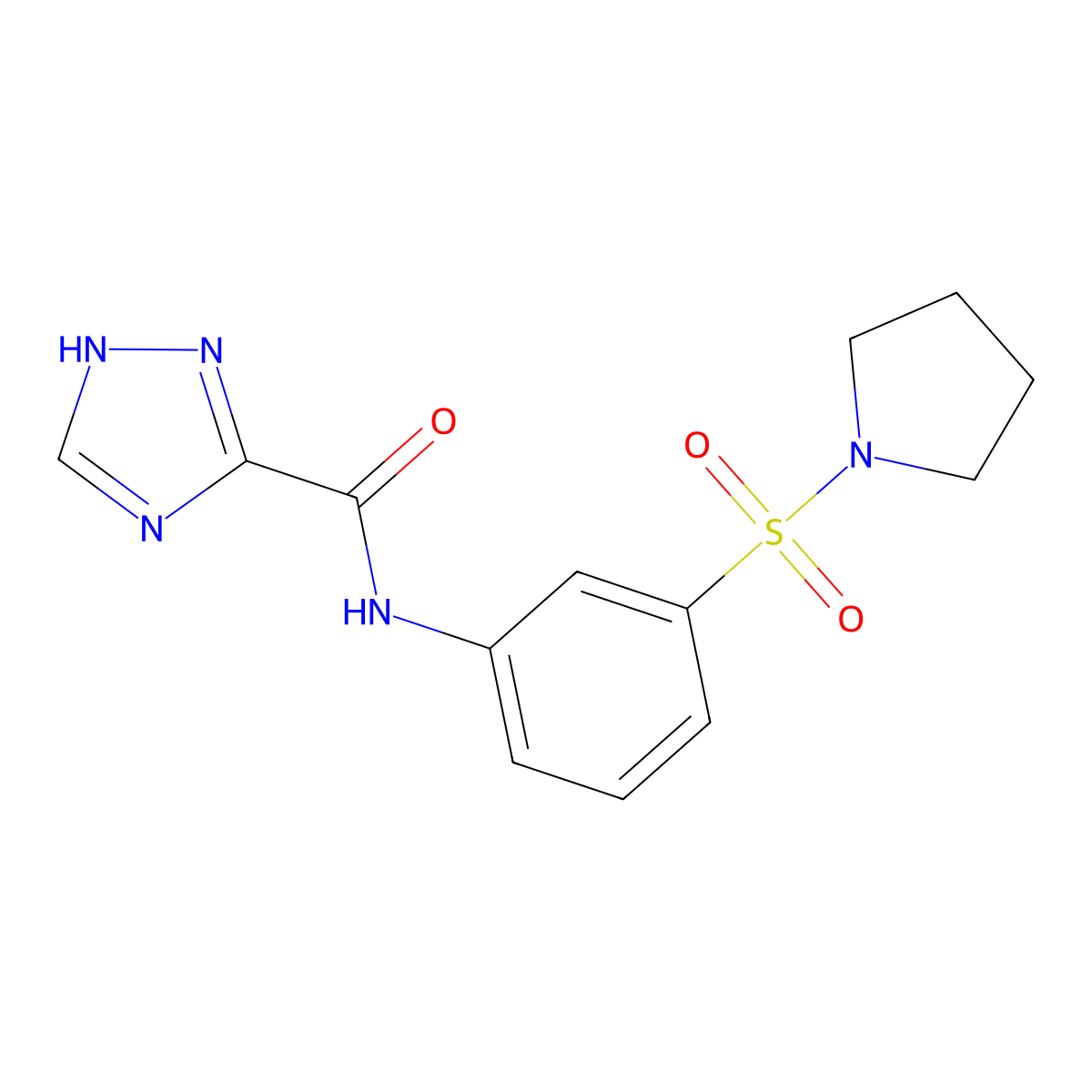 N-(3-pyrrolidin-1-ylsulfonylphenyl)-1H-1,2,4-triazole-5-carboxamide molecular structure, CAS 670230-45-2