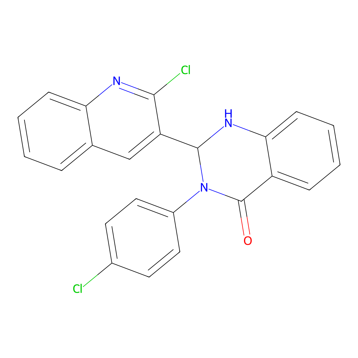 3-(4-chlorophenyl)-2-(2-chloro-3-quinolinyl)-2,3-dihydro-4(1H)-quinazolinone molecular structure, CAS 670230-46-3