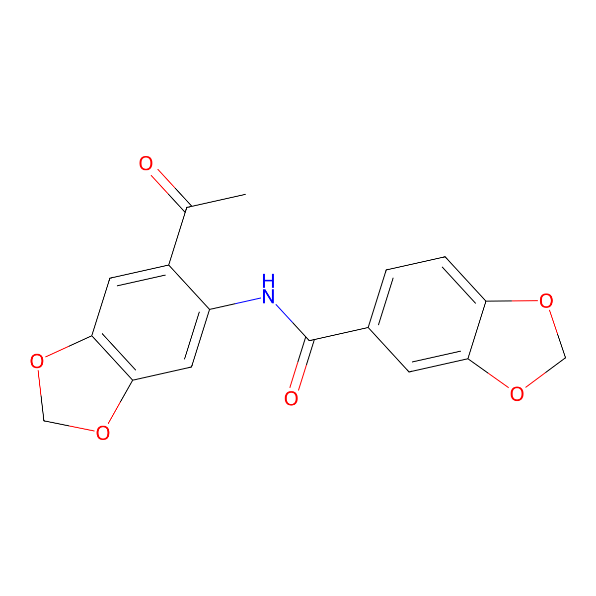N-(6-acetyl-1,3-benzodioxol-5-yl)-1,3-benzodioxole-5-carboxamide molecular structure, CAS 670230-55-4