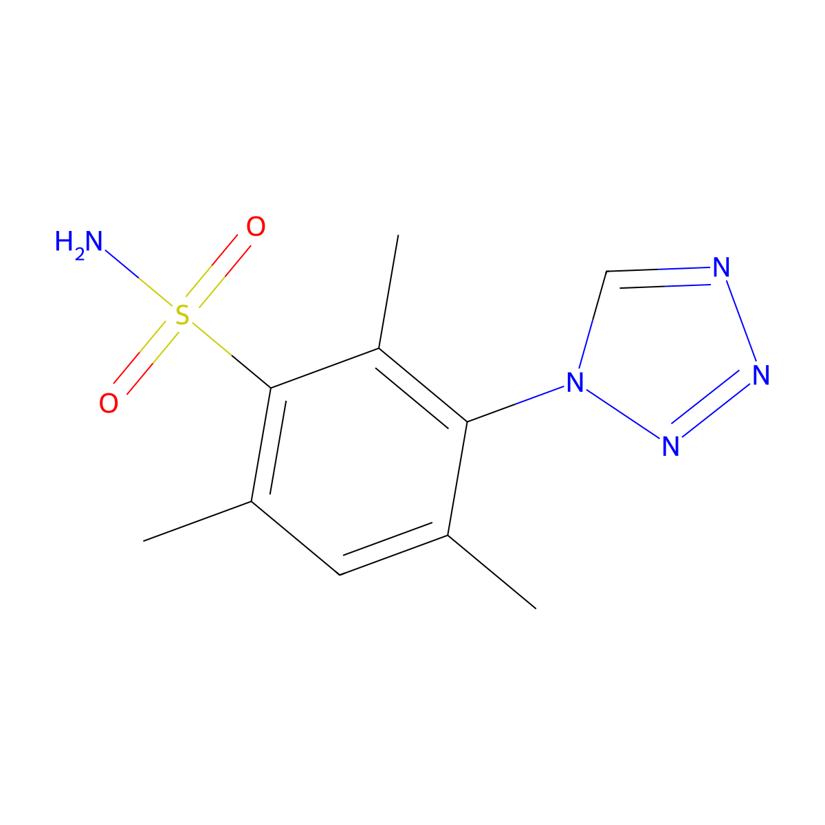 2,4,6-trimethyl-3-(1H-tetrazol-1-yl)benzenesulfonamide molecular structure, CAS 670230-57-6