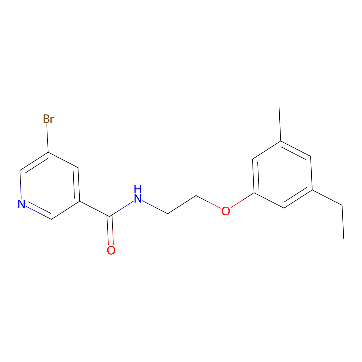 5-bromo-N-[2-(3-ethyl-5-methylphenoxy)ethyl]nicotinamide molecular structure, CAS 670230-68-9