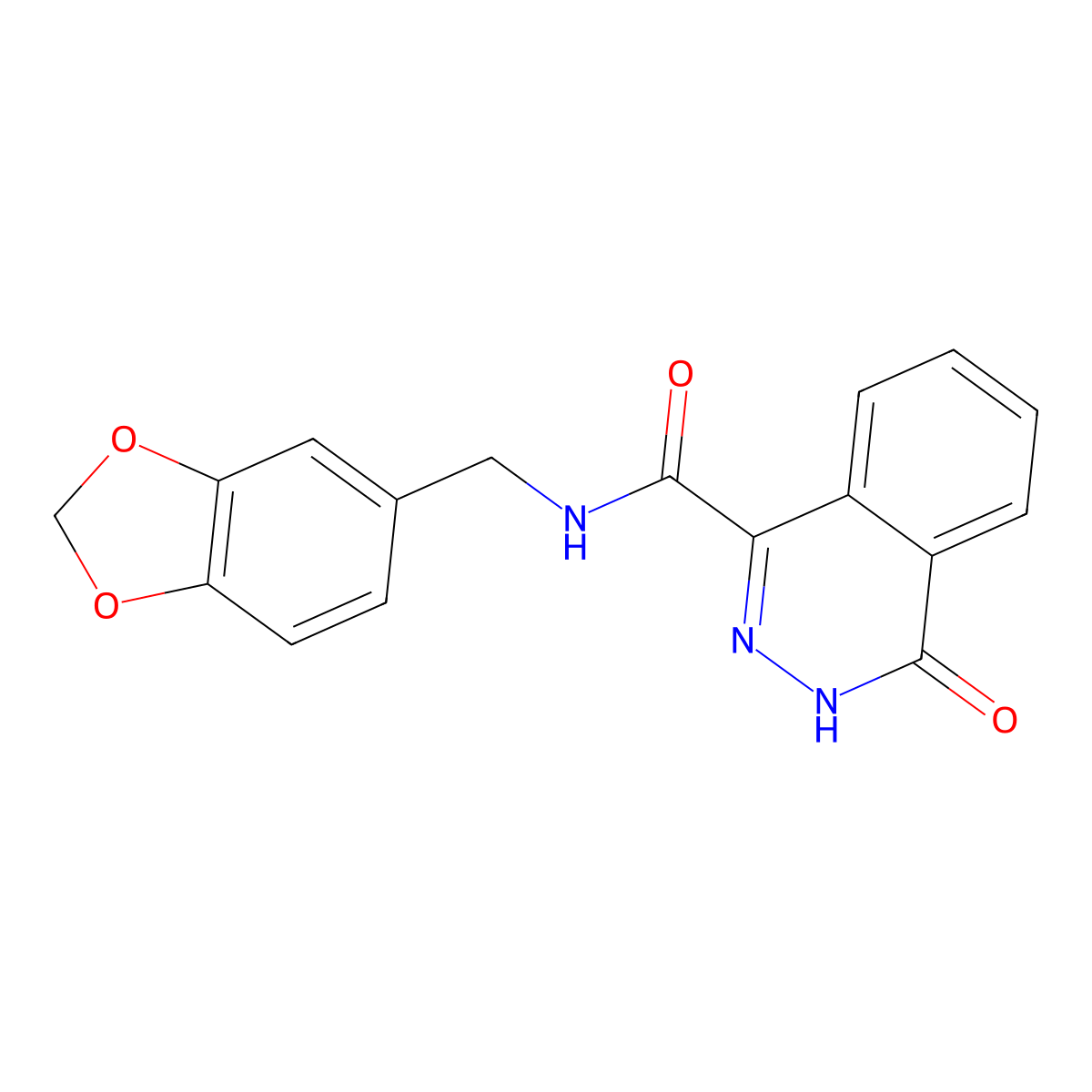 N-(1,3-benzodioxol-5-ylmethyl)-4-oxo-3H-phthalazine-1-carboxamide molecular structure, CAS 670230-70-3