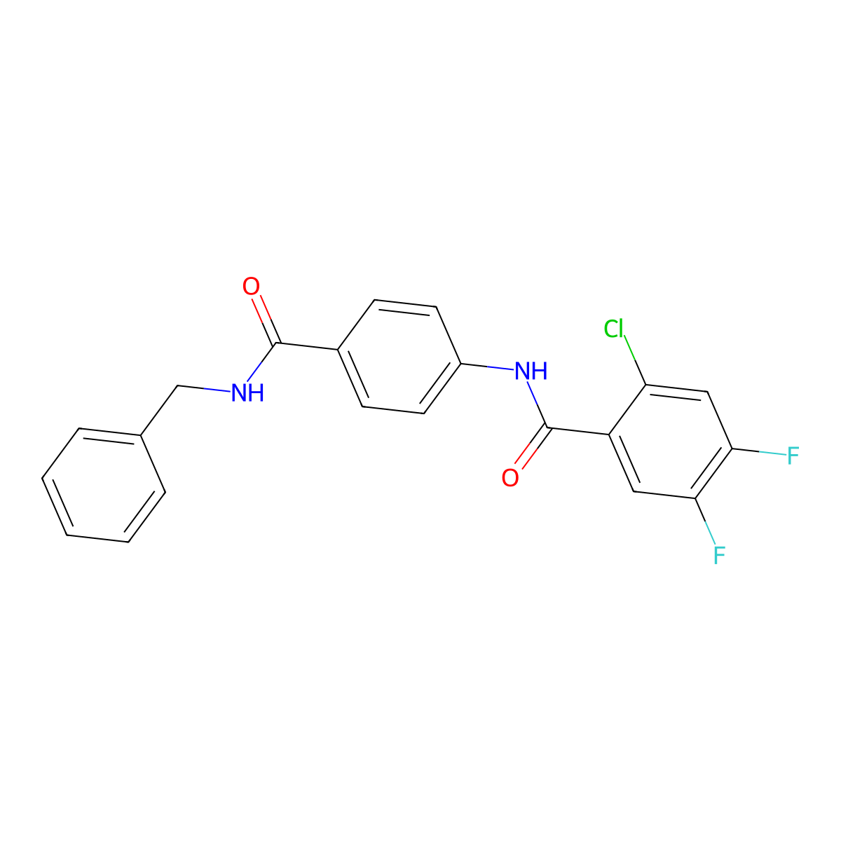 N-[4-(benzylcarbamoyl)phenyl]-2-chloro-4,5-difluorobenzamide molecular structure, CAS 670230-78-1