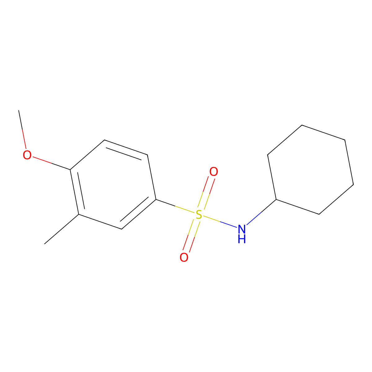 N-cyclohexyl-4-methoxy-3-methylbenzenesulfonamide molecular structure, CAS 670230-84-9