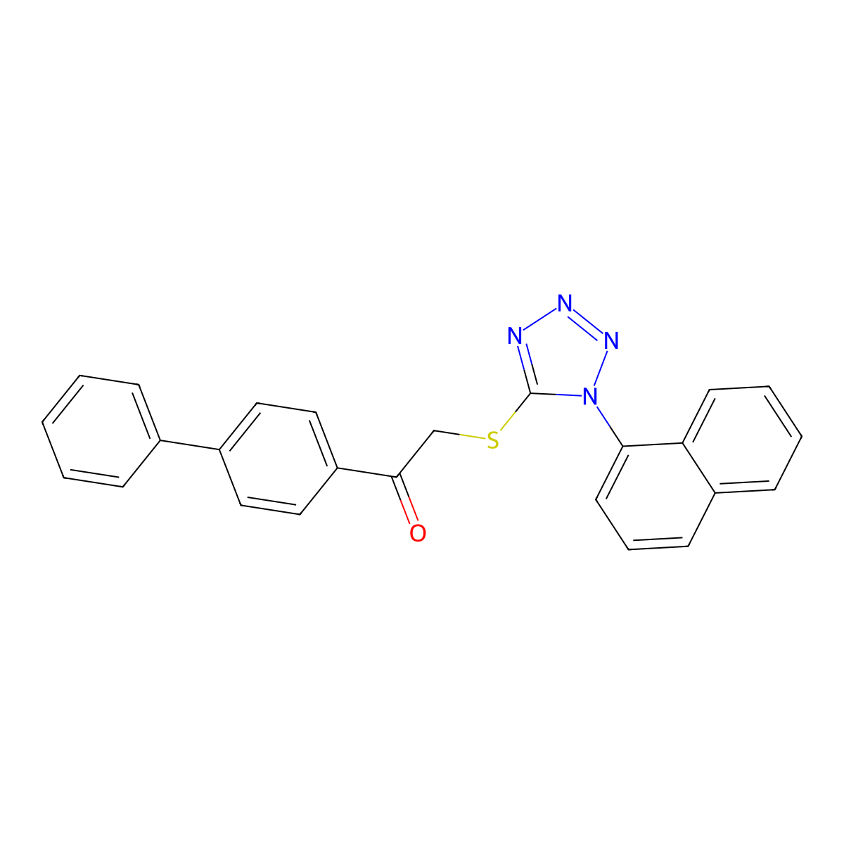 2-(1-Naphthalen-1-yltetrazol-5-yl)sulfanyl-1-(4-phenylphenyl)ethanone molecular structure, CAS 670231-05-7