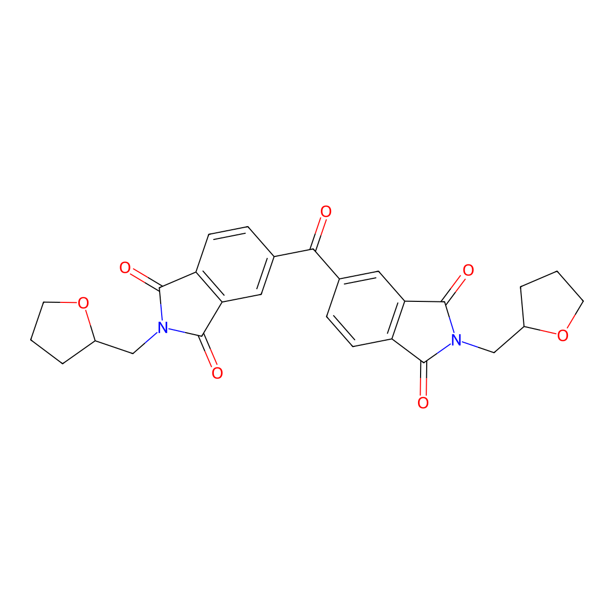 5-[1,3-Dioxo-2-(oxolan-2-ylmethyl)isoindole-5-carbonyl]-2-(oxolan-2-ylmethyl)isoindole-1,3-dione molecular structure, CAS 670232-56-1