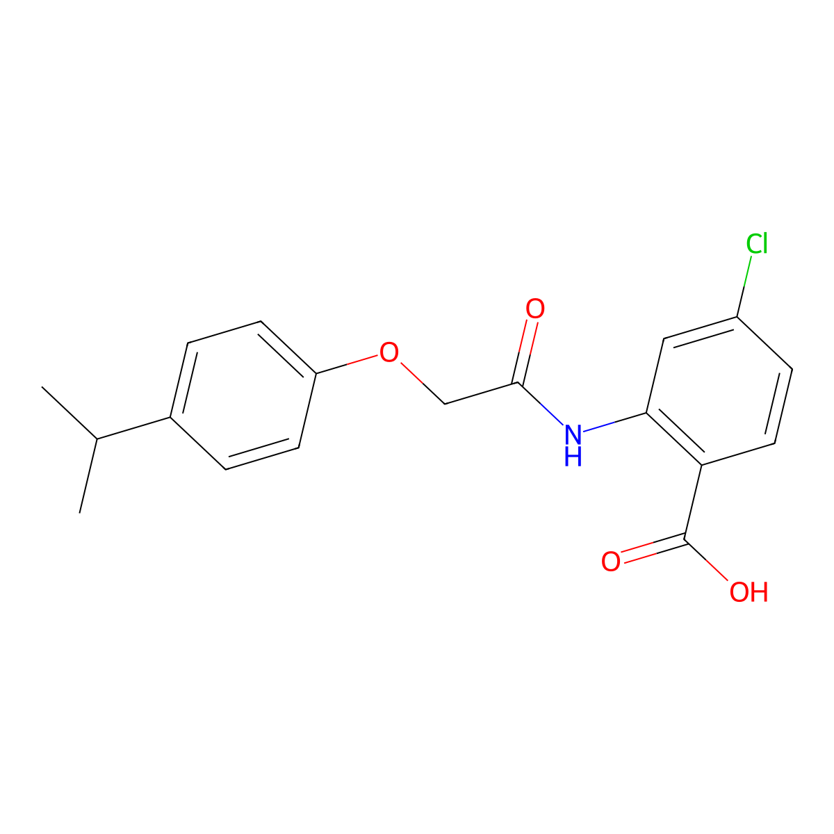 4-Chloro-2-({[4-(propan-2-yl)phenoxy]acetyl}amino)benzoic acid molecular structure, CAS 670232-62-9