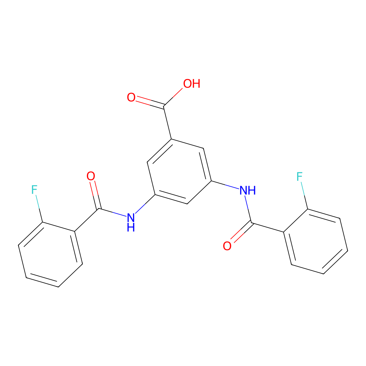 3,5-Bis[(2-fluorobenzoyl)amino]benzoic acid molecular structure, CAS 670233-09-7