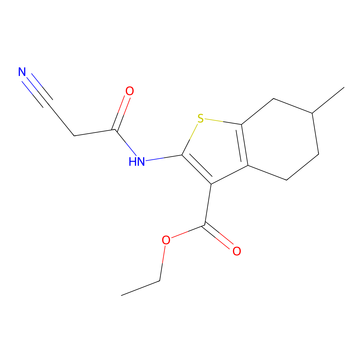 Ethyl 2-[(cyanoacetyl)amino]-6-methyl-4,5,6,7-tetrahydro-1-benzothiophene-3-carboxylate molecular structure, CAS 670233-13-3