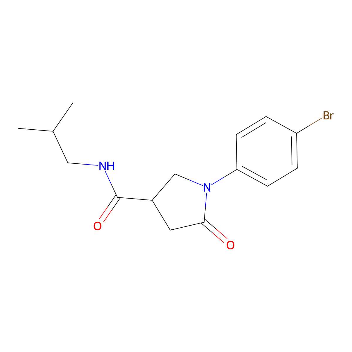 1-(4-bromophenyl)-N-(2-methylpropyl)-5-oxopyrrolidine-3-carboxamide molecular structure, CAS 670234-67-0