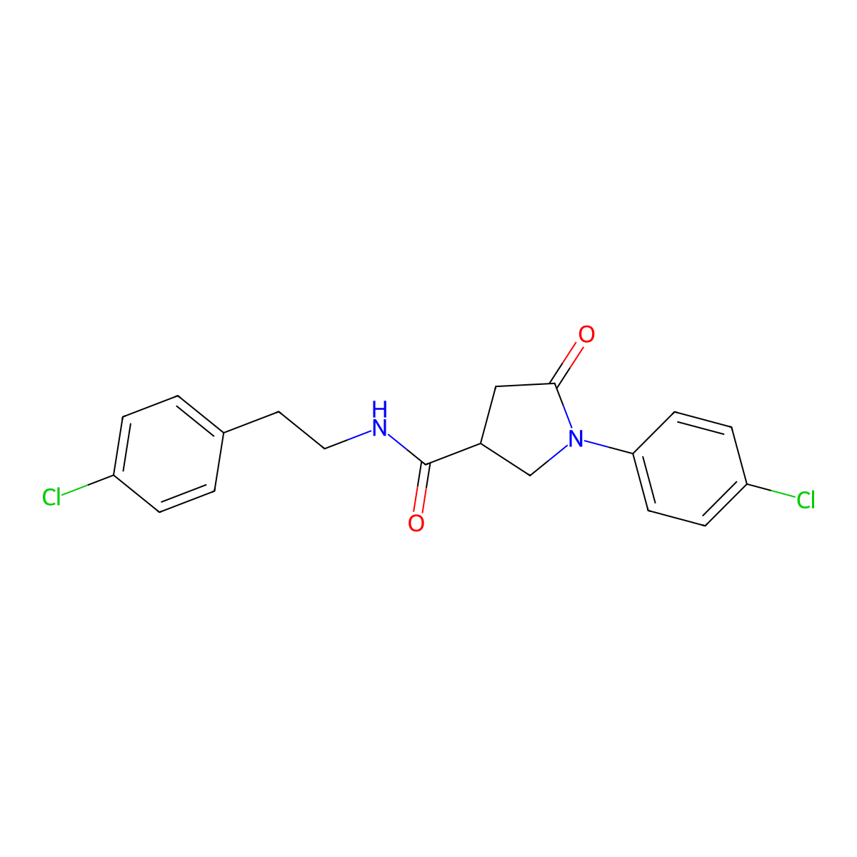 1-(4-chlorophenyl)-N-[2-(4-chlorophenyl)ethyl]-5-oxopyrrolidine-3-carboxamide molecular structure, CAS 670234-82-9