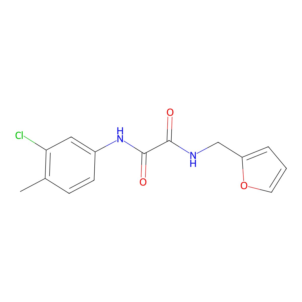 N'-(3-chloro-4-methylphenyl)-N-(furan-2-ylmethyl)oxamide molecular structure, CAS 670234-85-2