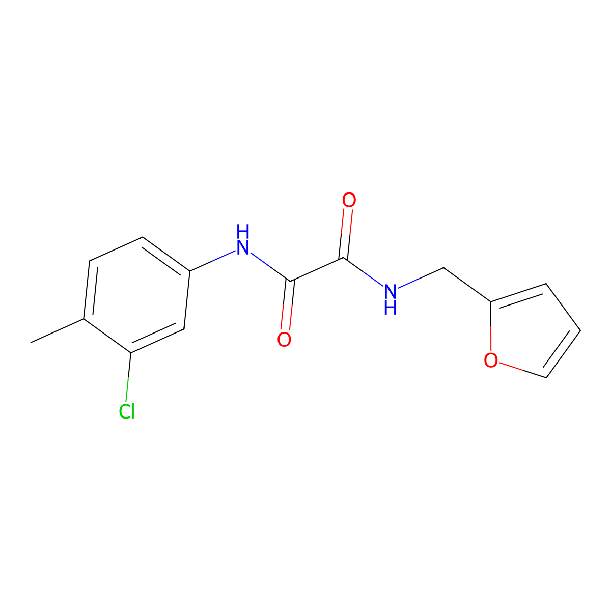 N'-(3-chloro-4-methylphenyl)-N-(furan-2-ylmethyl)oxamide molecular structure, CAS 670234-85-2