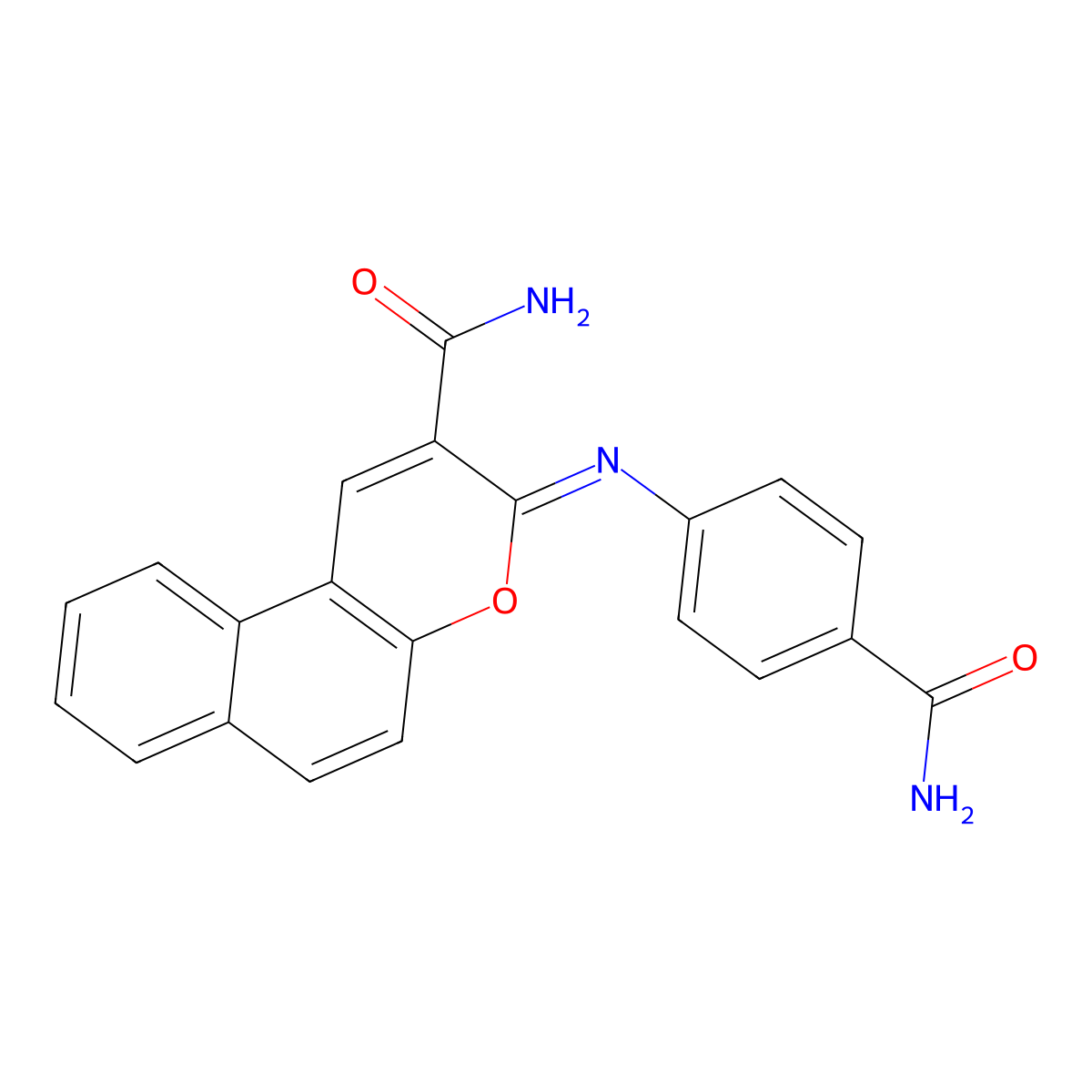 (3Z)-3-[(4-carbamoylphenyl)imino]-3H-benzo[f]chromene-2-carboxamide molecular structure, CAS 670235-01-5