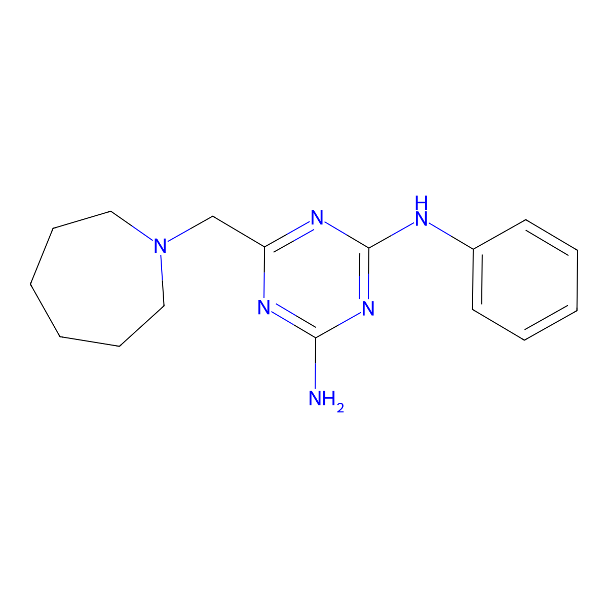 6-Azepan-1-ylmethyl-N-phenyl-[1,3,5]triazine-2,4-diamine molecular structure, CAS 670240-40-1