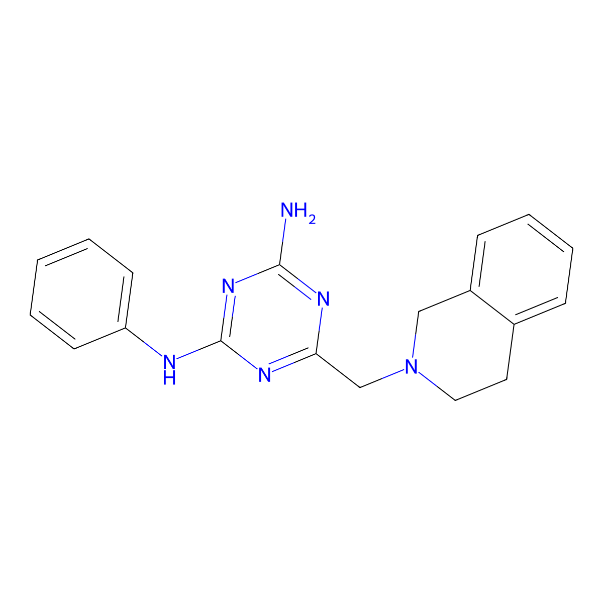 6-(3,4-dihydro-2(1H)-isoquinolinylmethyl)-N-phenyl-1,3,5-triazine-2,4-diamine molecular structure, CAS 670240-41-2