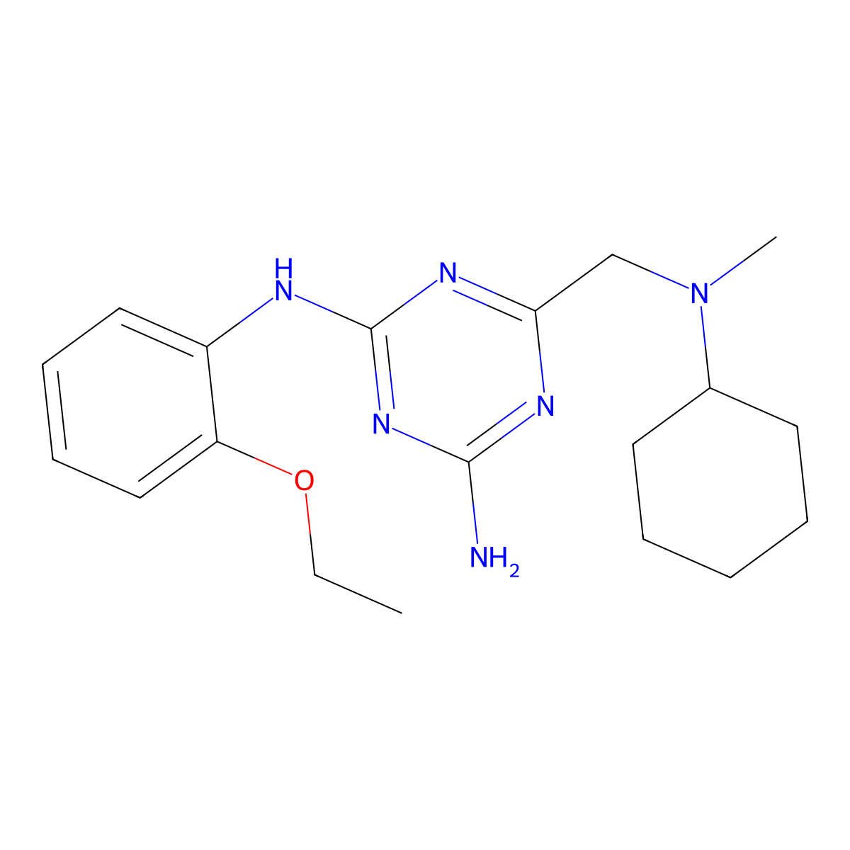 6-{[cyclohexyl(methyl)amino]methyl}-N-(2-ethoxyphenyl)-1,3,5-triazine-2,4-diamine molecular structure, CAS 670240-42-3