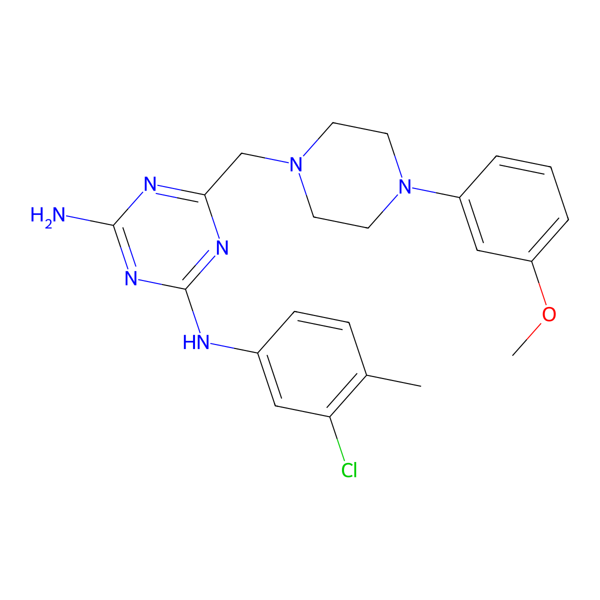 N-(4-amino-6-{[4-(3-methoxyphenyl)piperazino]methyl}-1,3,5-triazin-2-yl)-N-(3-chloro-4-methylphenyl)amine molecular structure, CAS 670240-47-8