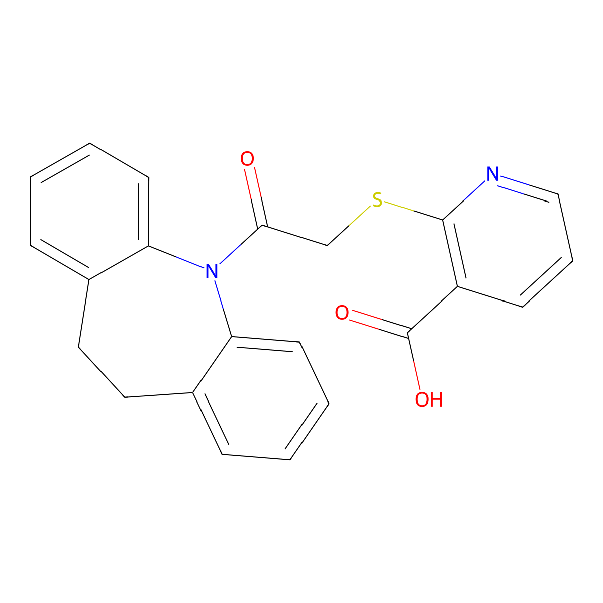2-{[2-(10,11-dihydro-5H-dibenzo[b,f]azepin-5-yl)-2-oxoethyl]sulfanyl}pyridine-3-carboxylic acid molecular structure, CAS 670240-55-8