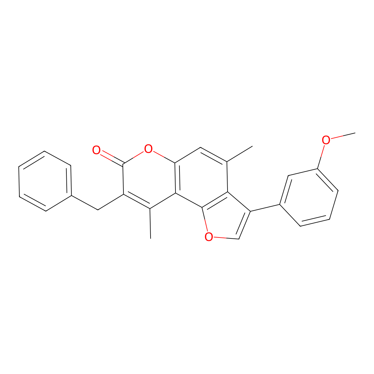8-benzyl-3-(3-methoxyphenyl)-4,9-dimethyl-7H-furo[2,3-f]chromen-7-one molecular structure, CAS 670241-73-3