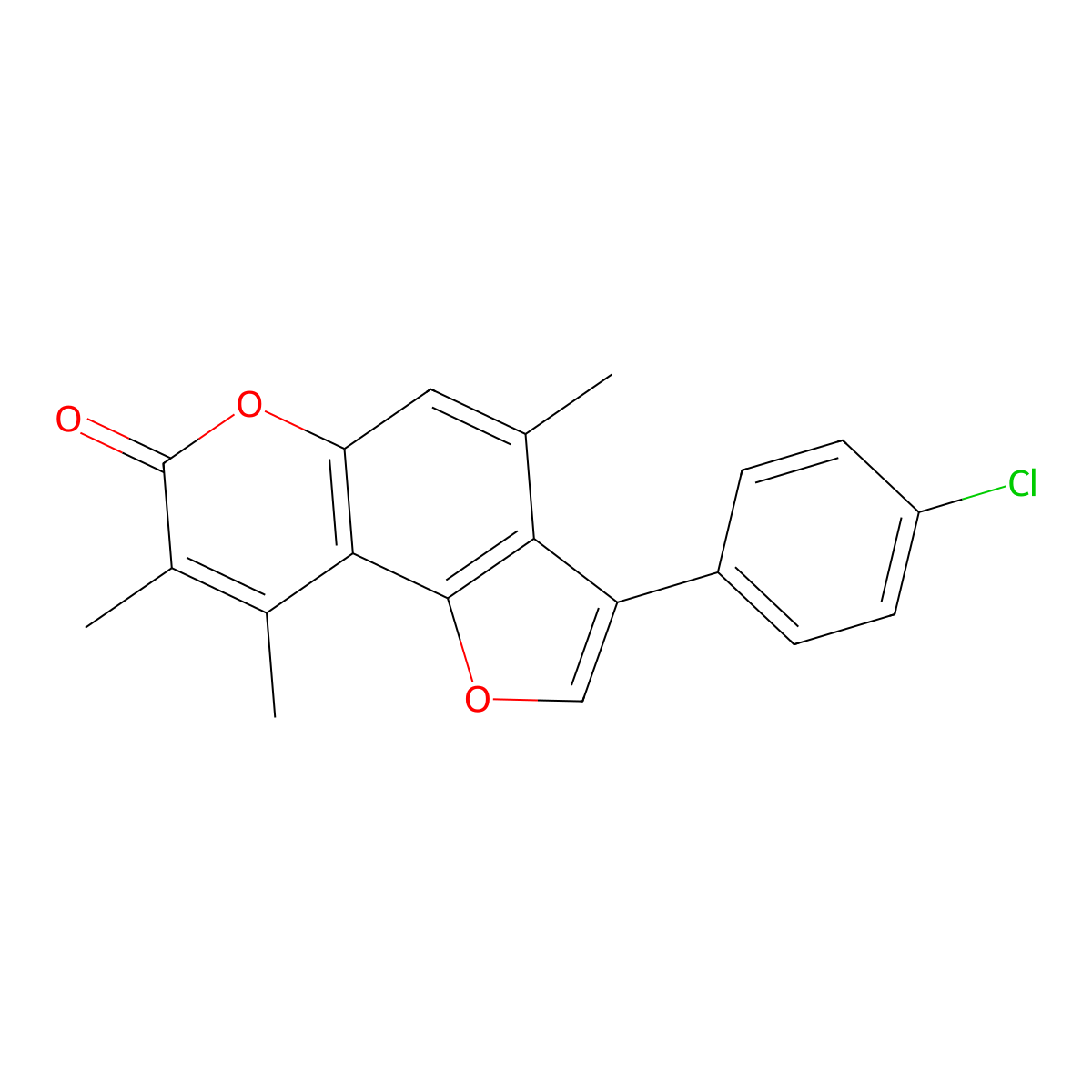 3-(4-chlorophenyl)-4,8,9-trimethyl-7H-furo[2,3-f]chromen-7-one molecular structure, CAS 670241-76-6