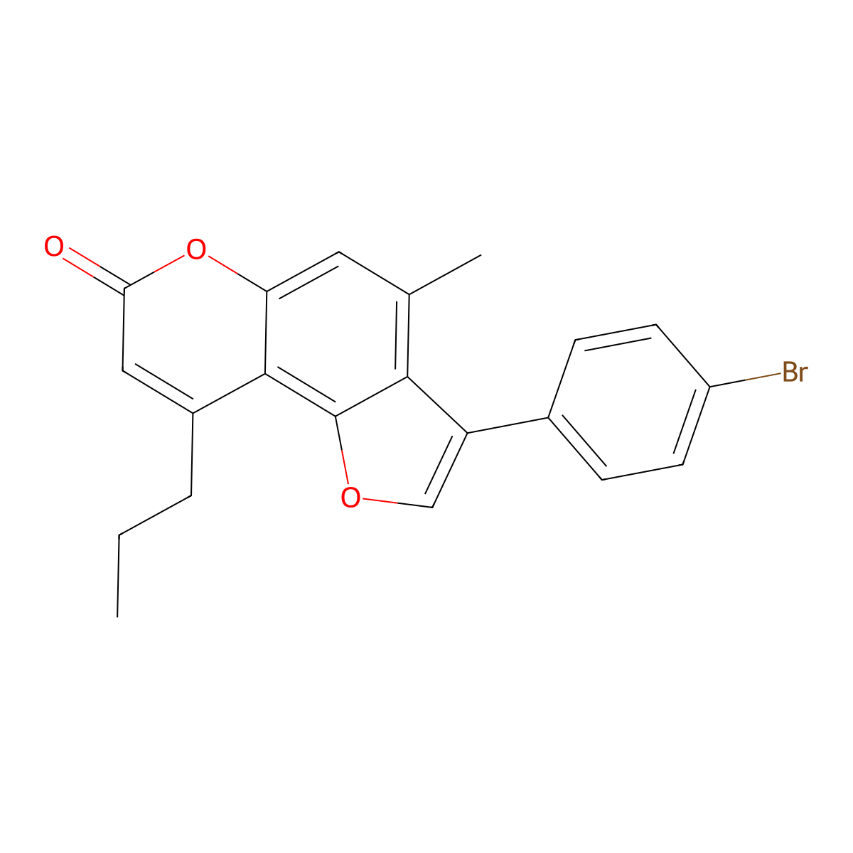 3-(4-bromophenyl)-4-methyl-9-propyl-7H-furo[2,3-f]chromen-7-one molecular structure, CAS 670241-80-2