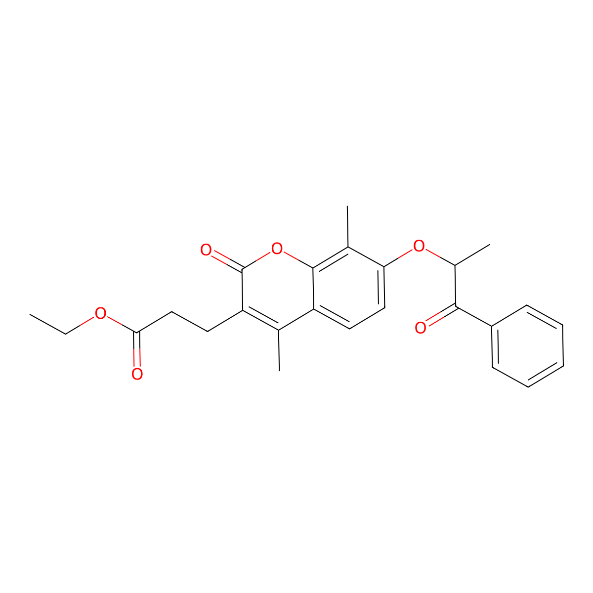 ethyl 3-[4,8-dimethyl-7-(1-methyl-2-oxo-2-phenylethoxy)-2-oxo-2H-chromen-3-yl]propanoate molecular structure, CAS 670241-92-6