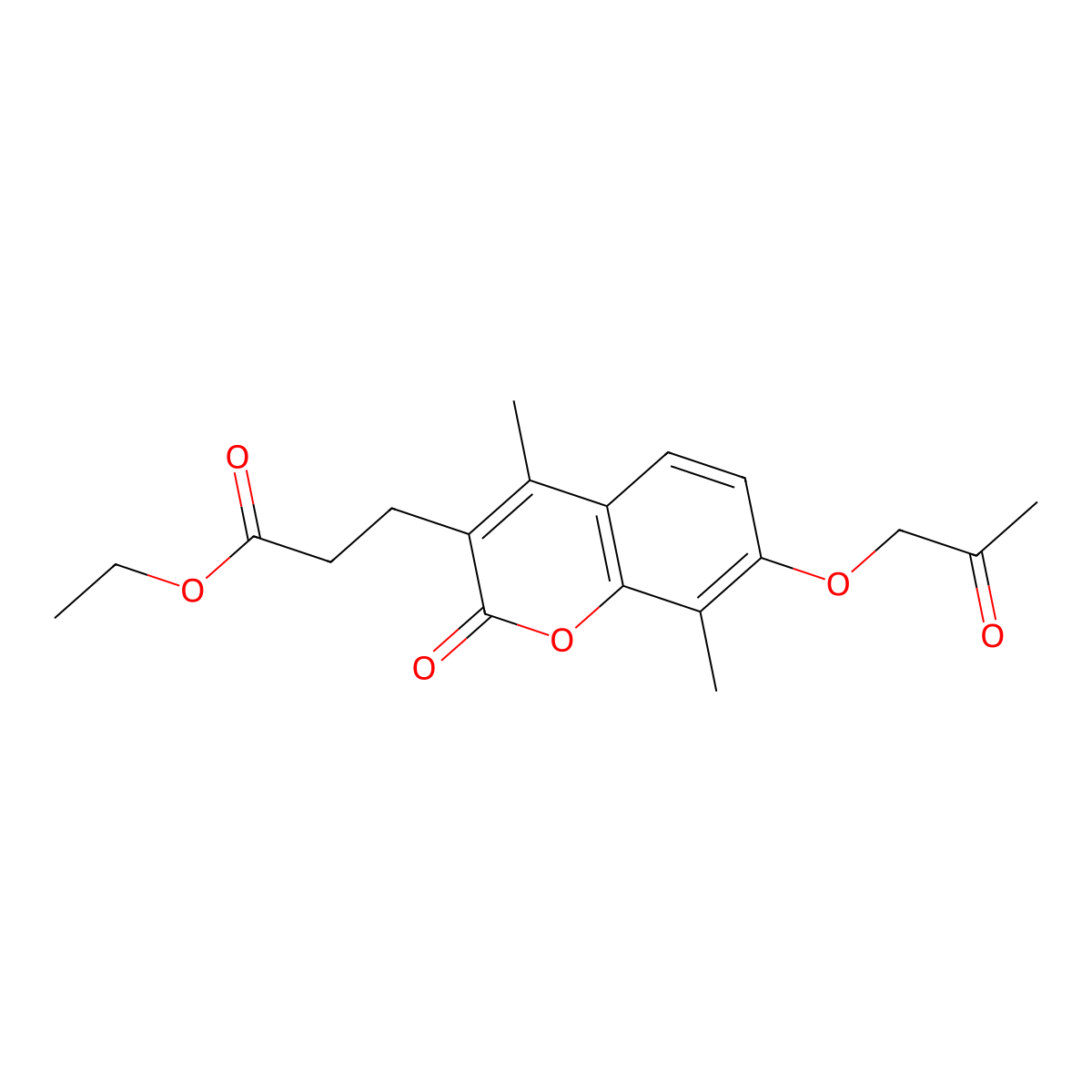 ethyl 3-[4,8-dimethyl-2-oxo-7-(2-oxopropoxy)-2H-chromen-3-yl]propanoate molecular structure, CAS 670241-93-7