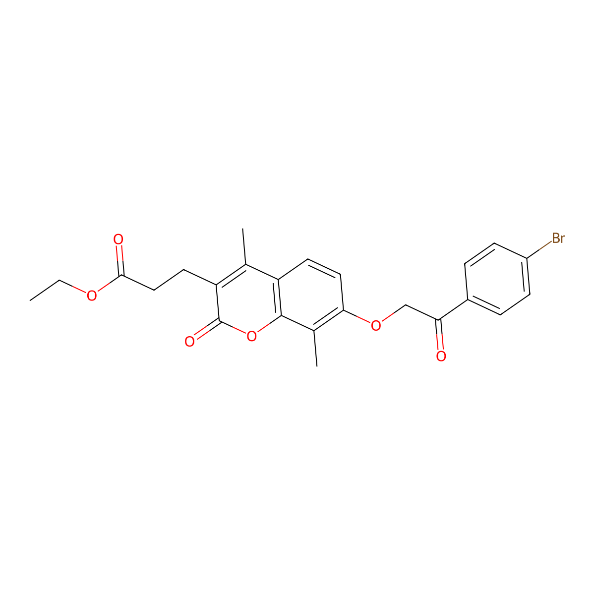 ethyl 3-{7-[2-(4-bromophenyl)-2-oxoethoxy]-4,8-dimethyl-2-oxo-2H-chromen-3-yl}propanoate molecular structure, CAS 670241-94-8