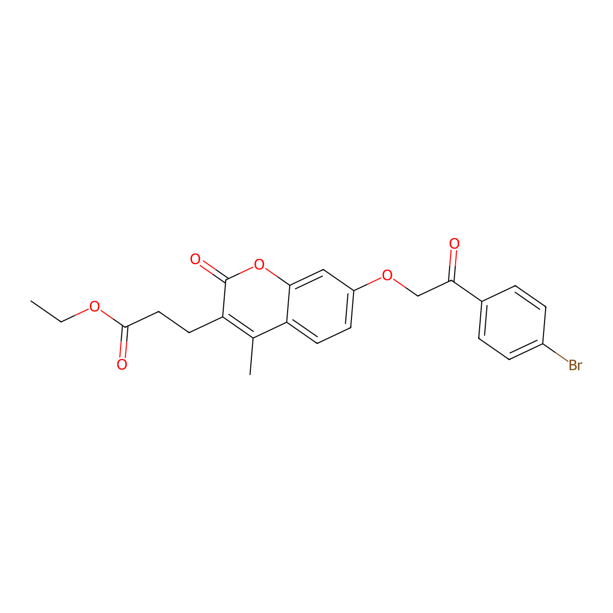 ethyl 3-{7-[2-(4-bromophenyl)-2-oxoethoxy]-4-methyl-2-oxo-2H-chromen-3-yl}propanoate molecular structure, CAS 670241-95-9